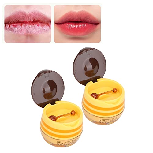 Lip Bee Balm 2pcs Lip Bee Balm Feuchtigkeitscremes Honig Lippenbalsam Reparatur Trockene Haut Tief Befeuchtete Lippen Verblassen Lippenlinien von TMISHION