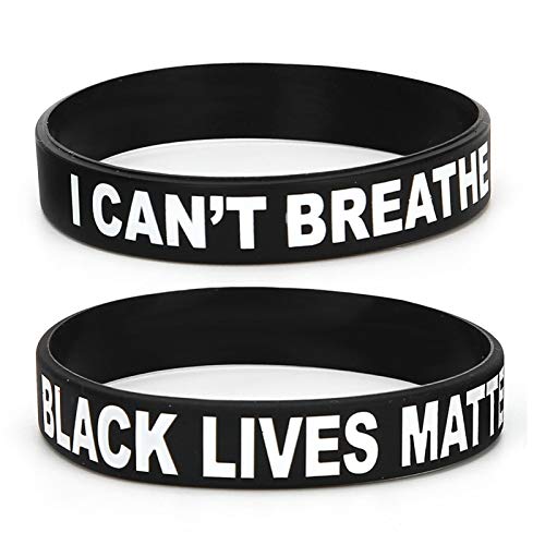 Motivierendes Silikonarmband, inspirierendes Armband Erwachsenengröße Unise Style, ich kann nicht atmen Black Lives Matter Slogan Weiches Armband für Männer Frauen von TMISHION