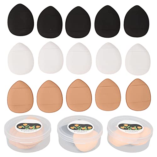 Puder Fingergröße Finger Puff, 15 Stück Schwamm Luftkissen Puff Fingergröße Puderquaste Mini Dreieck Weich Kompakt Nass Trocken Make-up-Werkzeuge für Mädchen Frauen Pudergröße 15 von TMISHION