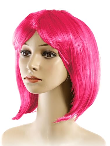 Perücke Bob für Party Cosplay Karneval Halloween Multipack cond.5700 (Fuchsia Fluo, 1 Stück) von TMK