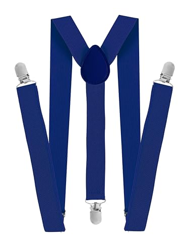 TMK 1/3/6/12 Stück Hosenträger für Herren Damen Unisex Strapazierfähig Elegant Verstellbar Y-Form Code 6200, Königsblau, One size von TMK
