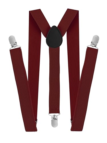 TMK 1/3/6/12 Stück Hosenträger für Herren Damen Unisex Strapazierfähig Elegant Verstellbar Y-Form Code 6200, rot, One size von TMK