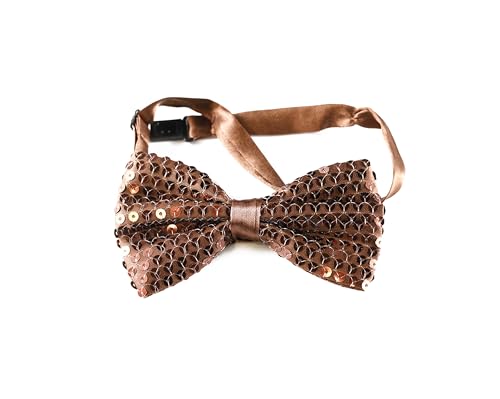 TMK Schmetterlingskrawatte Fliege festliche Accessoires Unisex mit Pailletten und mehrfarbig verstellbar für Erwachsene und Kinder Unisex Code 27600, Braun Pailettes, Erwachsene von TMK