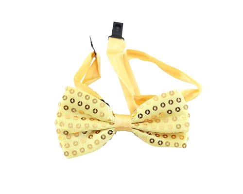 TMK Schmetterlingskrawatte Fliege festliche Accessoires Unisex mit Pailletten und mehrfarbig verstellbar für Erwachsene und Kinder Unisex Code 27600, Gelb Pailettes, Erwachsene von TMK