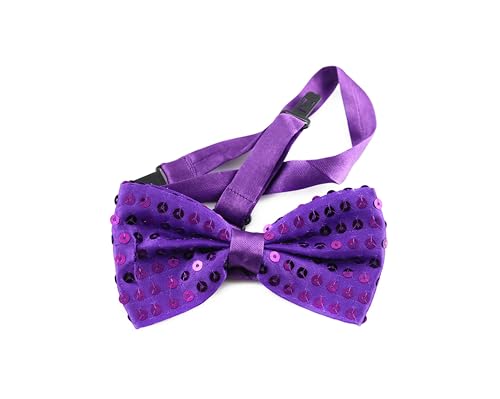 TMK Schmetterlingskrawatte Fliege festliche Accessoires Unisex mit Pailletten und mehrfarbig verstellbar für Erwachsene und Kinder Unisex Code 27600, Lila Pailettes, Erwachsene von TMK