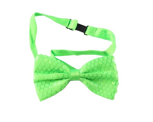 TMK Schmetterlingskrawatte Fliege festliche Accessoires Unisex mit Pailletten und mehrfarbig verstellbar für Erwachsene und Kinder Unisex Code 27600, Neongrüne Pailettes, Erwachsene von TMK