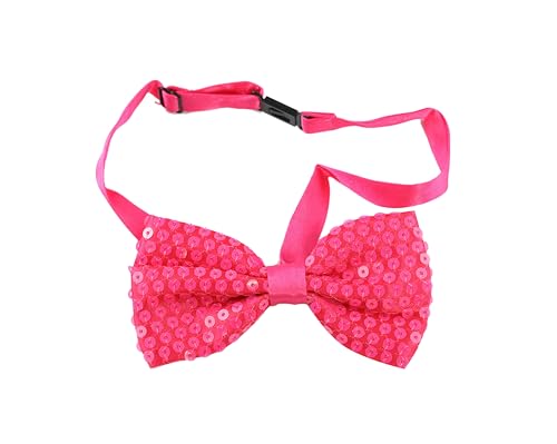 TMK Schmetterlingskrawatte Fliege festliche Accessoires Unisex mit Pailletten und mehrfarbig verstellbar für Erwachsene und Kinder Unisex Code 27600, Neonrosa Pailettes, Erwachsene von TMK