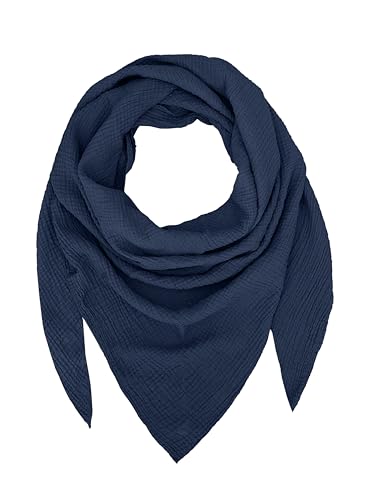 TMK Weiches und leichtes Unisex-Dreieckstuch aus 100% Baumwolle cod.9485 (Einzigartige Farbe, Dunkelblau) von TMK