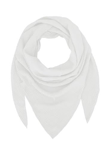 TMK Weiches und leichtes Unisex-Dreieckstuch aus 100% Baumwolle cod.9485 (Einzigartige Farbe, Weiß) von TMK