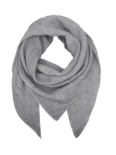 TMK Weiches und leichtes Unisex-Dreieckstuch aus 100% Baumwolle cod.9485 (Vintage, Mittelgrau) von TMK