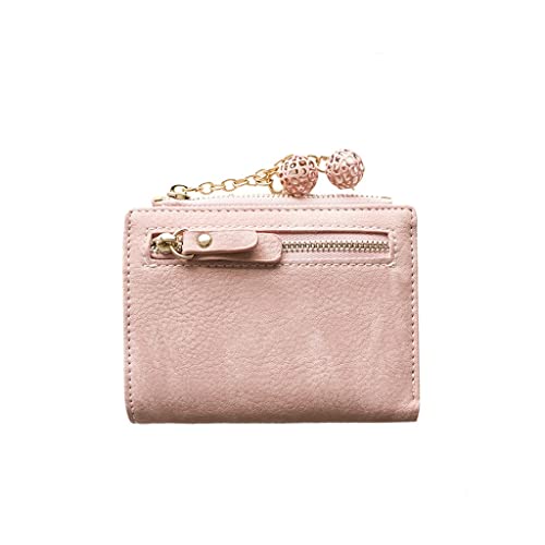 2 Stück PU-Leder Damen kurze Geldbörse Faltkartenhalter Mode Reißverschluss Münzbörse mit Quaste Niedliche Schülermädchen Geldtasche (Farbe: B), F von TMMLIJIPL