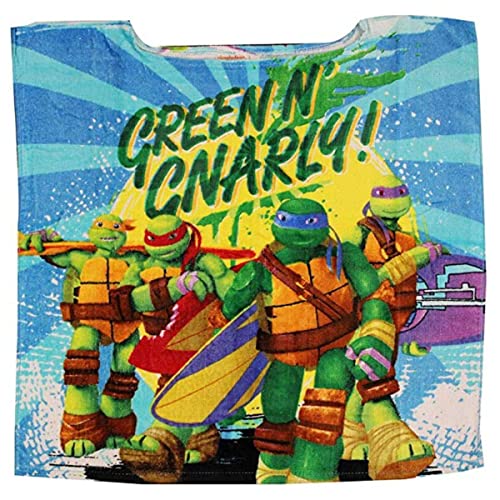 Teenage Mutant Ninja Turtles Donatello, Michelangelo, Raphael und Leonardo Kinder Badeponcho ohne Kapuze aus 100% Baumwolle, One Size von TMNT