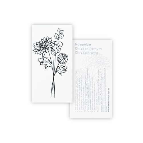 2 x Geburtsblume November Tattoo - Kleiner Chrysanthemenstrauß in schwarz - Temporary Tattoo (2) von TMP