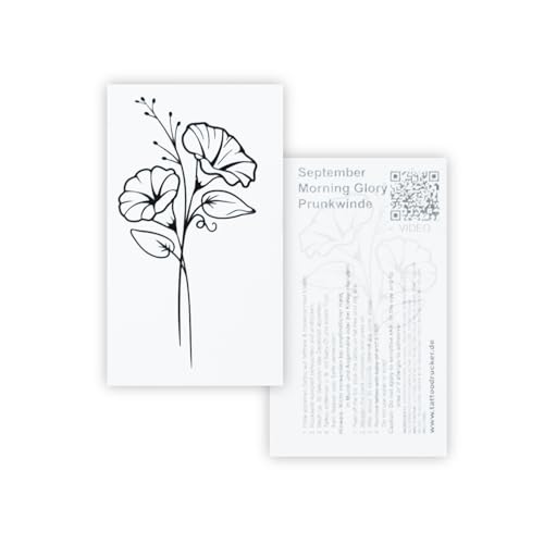 2 x Geburtsblume September Tattoo - Kleiner Prunkwindenstrauß in schwarz - Temporary Tattoo (2) von TMP