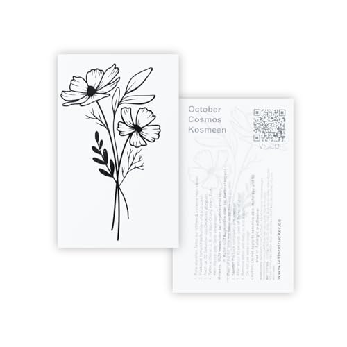 2 x Oktober Tattoo - Kleiner Cosmeastrauß in schwarz - Temporary Tattoo (2) von TMP