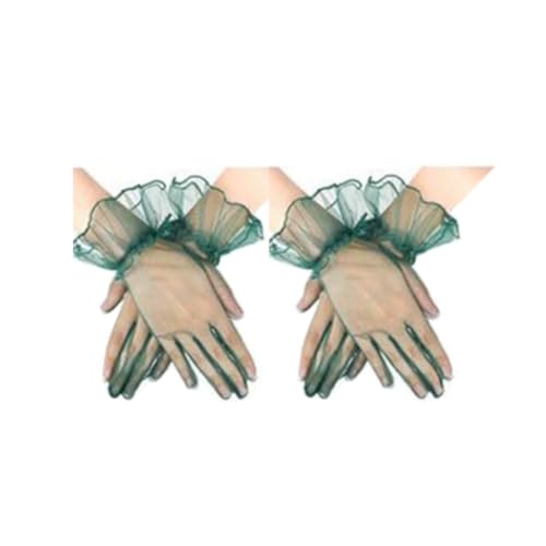 2 Paar Hochzeit Braut Handschuhe Kurze Spitzenhandschuhe Handgelenk Gloves Netzhandschuhe Lace Short Gloves Damenhandschuhe Fahrhandschuhe Hochzeit Halloween Abschlussball Oper Kleid Accessoires von TMTGTS