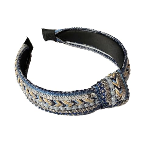Haarreifen Breite Stirnband mit strass perlen Pailletten Haarband Haarreif mit Knoten Haare Hoops Einfach Stirnbänder Haarschmuck breitkrempiges Kopfbänder Kopf Turbane Twist Haartuch Damen von TMTGTS