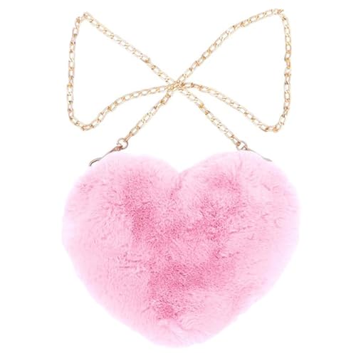 Herzform Tasche 1 Stück Flauschige Pfirsich Umhängetasche Winter Plüsch Klein Schultertasche Kawaii Lolita Tasche Kunstfell Handtasche Für Frauen Reise Party Karneval Valentine's Day(Rosa1#) von TMTGTS