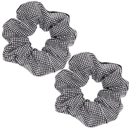 Scrunchies 2 Stück Haarbänder strass Gummibänder glitzer haargummi Dicke Haarband pferdeschwanz halter Haarschmuck Für Partys arbeit unterhaltung einkaufen Damen und Mädchen Haar Accessoires von TMTGTS