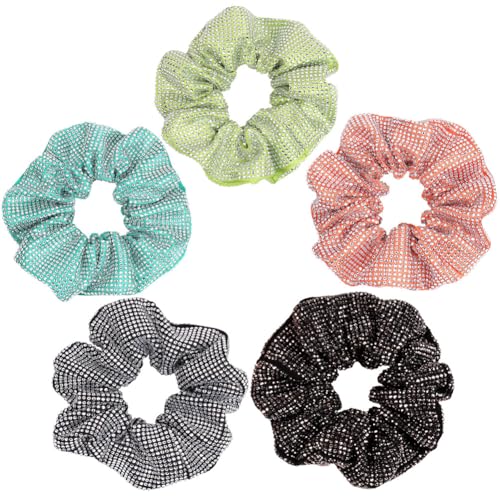 Scrunchies 5 Stück Haarbänder strass Gummibänder glitzer haargummi Dicke Haarband pferdeschwanz halter Haarschmuck Für Partys arbeit unterhaltung einkaufen Damen und Mädchen Haar Accessoires von TMTGTS