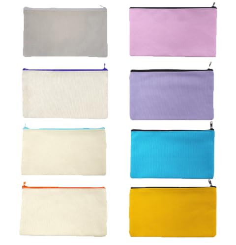 TMTGTS Blanko Stoffbeutel 8 Stück Leinwand Mäppchen zum Bemalen Taschen aus Baumwoll-leinwand mit Reißverschluss DIY Federmäppchen Stiftemäppchen für Reisen Make-up Schule Lagerung Malen(Mixed20#) von TMTGTS