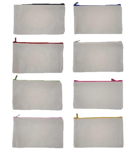 TMTGTS Blanko Stoffbeutel 8 Stück Leinwand Mäppchen zum Bemalen Taschen aus Baumwoll-leinwand mit Reißverschluss DIY Federmäppchen Stiftemäppchen für Reisen Make-up Schule Lagerung Malen(Mixed12#) von TMTGTS