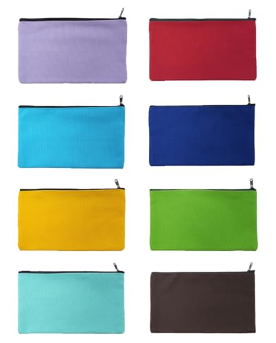 TMTGTS Blanko Stoffbeutel 8 Stück Leinwand Mäppchen zum Bemalen Taschen aus Baumwoll-leinwand mit Reißverschluss DIY Federmäppchen Stiftemäppchen für Reisen Make-up Schule Lagerung Malen(Mixed2#) von TMTGTS