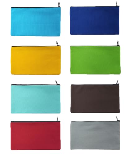 TMTGTS Blanko Stoffbeutel 8 Stück Leinwand Mäppchen zum Bemalen Taschen aus Baumwoll-leinwand mit Reißverschluss DIY Federmäppchen Stiftemäppchen für Reisen Make-up Schule Lagerung Malen(Mixed3#) von TMTGTS