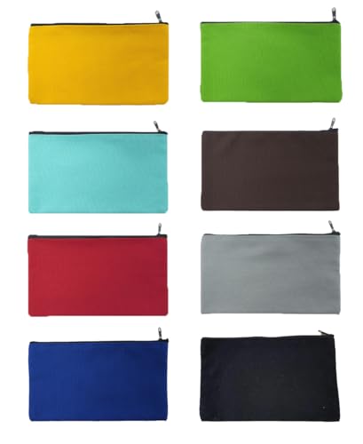 TMTGTS Blanko Stoffbeutel 8 Stück Leinwand Mäppchen zum Bemalen Taschen aus Baumwoll-leinwand mit Reißverschluss DIY Federmäppchen Stiftemäppchen für Reisen Make-up Schule Lagerung Malen(Mixed4#) von TMTGTS