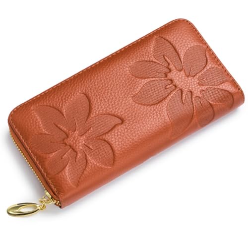 TMTGTS Leder geldbörse Damen Wallet Blumen Muster Kartenetui Portmonee Geldbeutel Münzfach kreditkartenetui Portemonnaie Kartenhalter Kinderportmonee Geldsäckchen kreditkartenetui Münzgeldbörse von TMTGTS