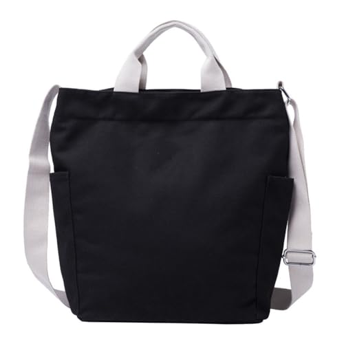 Tote bag damen 28 * 35 * 13cm handtasche segeltuch Unisex Handtasche Strandtasche Badetasche canvas mit zwei seitliche offene tasche einkaufstasche Shopper Umhängetasche Schultertasche Crossbody Bag von TMTGTS