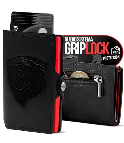 RFID Kreditkartenetui Herren Slim Wallet Mit Pop Up Kartenhalter Diebstahlsicher Mini Geldbörse Aus Leder Für 12 Karten Dokumente Banknoten NFC Schutz Automatisches Grip Auswurf Smart Wallet von TMillions