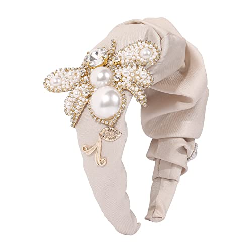Haarband, Haarzubehör Bienenperlen-Haarband, modische Diamanten, breiter Rand, Haarschmuck, Edelstein-Stoff-Stirnband for Frauen und Mädchen(Cherry Blossom) von TNBCCXN