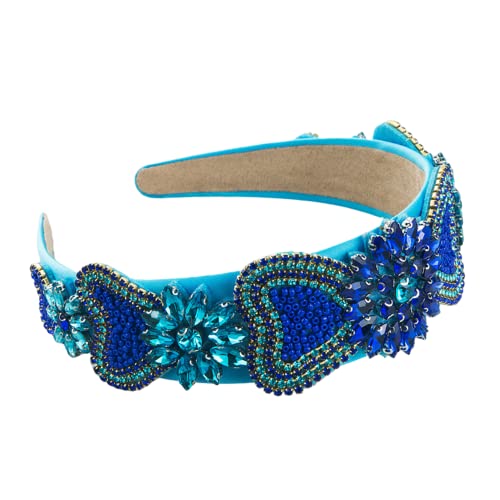 Haarband, Haarzubehör Modetrend-Haarreifen, glänzendes Glas-Diamant-Haarband, erstklassiger Retro-Haarschmuck for Frauen und Mädchen(Blue) von TNBCCXN