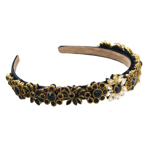 Haarband, Haarzubehör Modische Wind-Haarbänder, glänzender Kristall-Blumen-Haarreifen, bunte Strass-Trend-Haar-Accessoires for Frauen und Mädchen(Black) von TNBCCXN