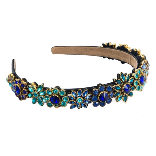 Haarband, Haarzubehör Modische Wind-Haarbänder, glänzender Kristall-Blumen-Haarreifen, bunte Strass-Trend-Haar-Accessoires for Frauen und Mädchen(Blue) von TNBCCXN