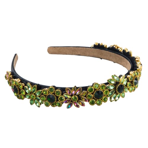 Haarband, Haarzubehör Modische Wind-Haarbänder, glänzender Kristall-Blumen-Haarreifen, bunte Strass-Trend-Haar-Accessoires for Frauen und Mädchen(Green) von TNBCCXN