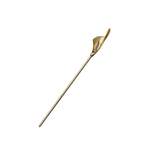 Haarnadeln,Haarnadeln für Dutt 2 Stück, Damen-Haarstäbchen for langes Haar, einfache Blumenhaar-Essstäbchen, Calla-Lilien-Haar-Accessoires, Haarnadel for Dutts(Gold) von TNBCCXN