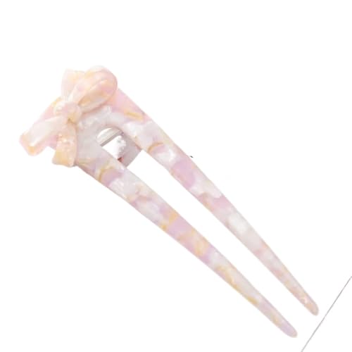 Haarnadeln,Haarnadeln für Dutt 2er-Pack Haarstäbchen for Dutts, Schleife, Acetat-Haar-Essstäbchen-Clips, U-förmige Haargabel, Haarnadel for Damen, Haar-Accessoire(B) von TNBCCXN