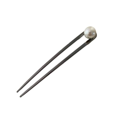 Haarnadeln,Haarnadeln für Dutt 2er-Pack Haarstäbchen for Dutts, U-förmige Haar-Essstäbchen-Clips, Perlen-Haarnadel for Damen-Haar-Accessoire(Gray) von TNBCCXN