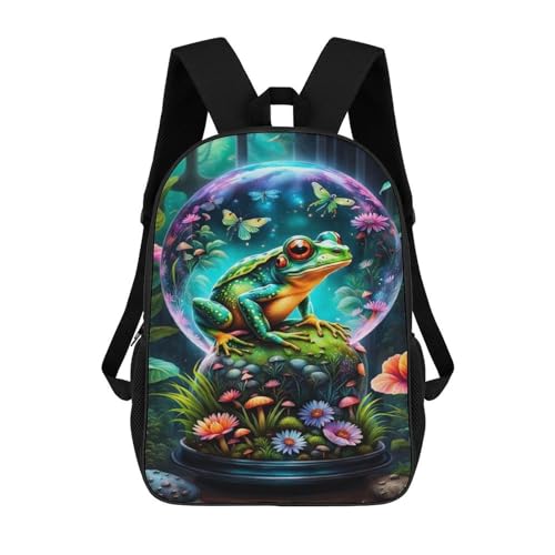 TNFHSOFT Frog Backpack School Bags for Girls Boys Cute Animals Backpack with Bag Fashion School Bag Children's Backpack 17 Inches von TNFHSOFT