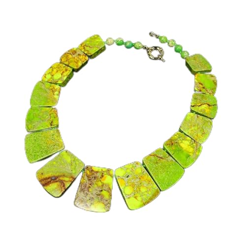 TNGNMGVSJ 18'' gemischte Farbe grüner Meeressediment Jaspis abgestufte Halskette Halsbänder handgefertigte Halskette for Frauen von TNGNMGVSJ