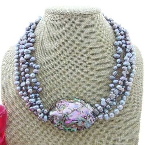 TNGNMGVSJ 4 Strands Multi Shape Cultured Gray freshwater pearl Pearl Abalone Shell Necklace 19" TNGNMGVSJ 4 Strands Multi Shape Cultured Gray freshwater pearl Pearl Abalone Shell Necklace 19" von TNGNMGVSJ