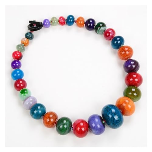TNGNMGVSJ Schmuck 19" Multi Color Rondelle Graduate Mix Color Achat Chokers Halskette for Frauen von TNGNMGVSJ