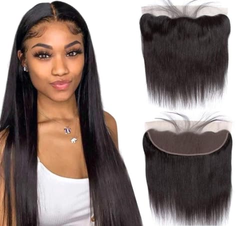 TNICE 13x4 HD Lace Frontal Closure Brazilian Human Hair Extensions Transparent Swiss 100% Unprocessed Straight Hair Closures for Black Women Natural Color 10 inch von TNICE