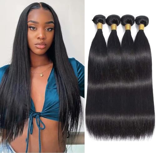 TNICE Human Hair Bundles Brazilian Straight Hair (10"12"14"16", 280g) 100% Unprocessed Virgin Weave Hair Human 4 Bundles for Women Human Hair Extensions Natural Black Color von TNICE