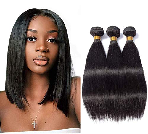 TNICE Human Hair Bundles Brazilian Straight Hair (12 12 12 Zoll, 210g) 100% Unprocessed Virgin Weave Hair Human 3 Bundles for Women Human Hair Extensions Natural Black Color von TNICE