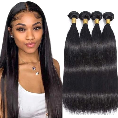 TNICE Human Hair Bundles Brazilian Straight Hair (16"18"20"22", 280g) 100% Unprocessed Virgin Weave Hair Human 4 Bundles for Women Human Hair Extensions Natural Black Color von TNICE