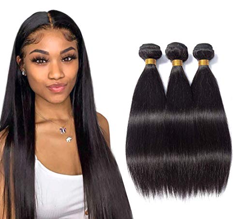 TNICE Human Hair Bundles Brazilian Straight Hair (18 18 18 Zoll, 210g) 100% Unprocessed Virgin Weave Hair Human 3 Bundles for Women Human Hair Extensions Natural Black Color von TNICE