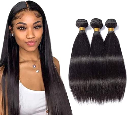 TNICE Human Hair Bundles Brazilian Straight Hair (22 22 22 Zoll, 210g) 100% Unprocessed Virgin Weave Hair Human 3 Bundles for Women Human Hair Extensions Natural Black Color von TNICE